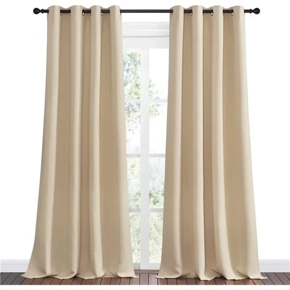 Bedroom Room Darkening Curtains - Biscotti Beige, 1 Pair, 55 inches by 96 Inch